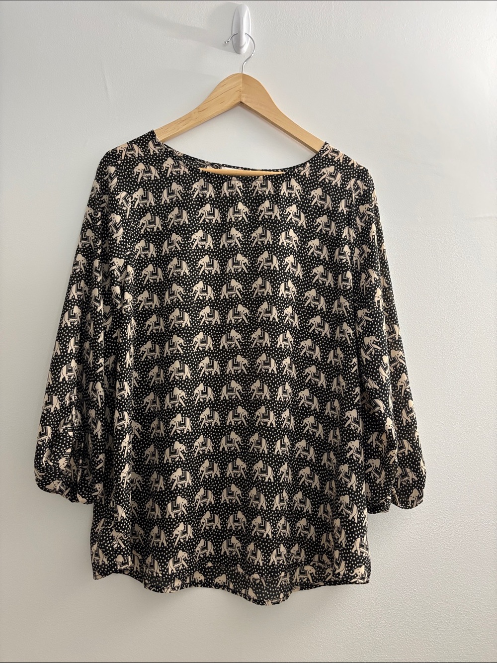 Pixley Black and Cream Elephant Print Blouse